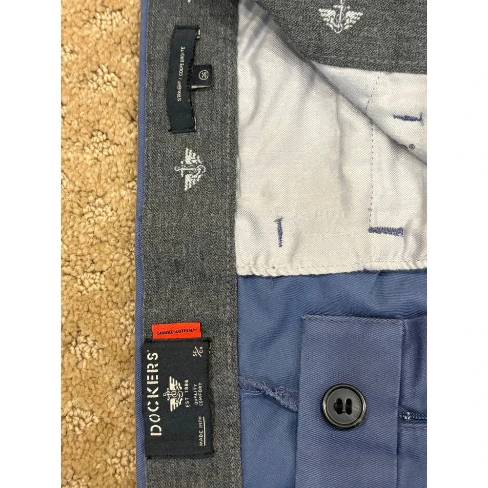 Dockers Workday Khaki Pants Mens 36 Blue Straight Fit Smart 360 Flex Chinos
